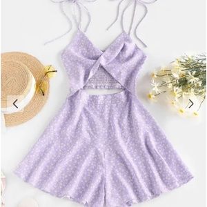 Cutout Floral Romper Size M